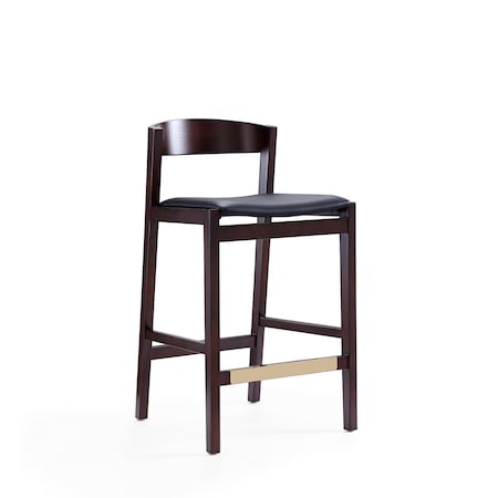 Manhattan Comfort Klismos Counter Stool in Black and Dark Walnut CS007-BK